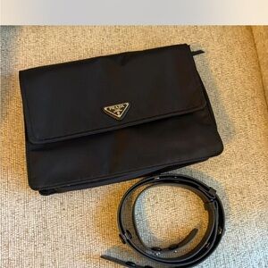 Prada Black Nylon Flap Bag